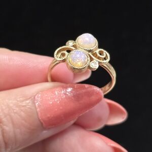 Vintage Coventry Gold Opal Two-Stone Adjustable Ring